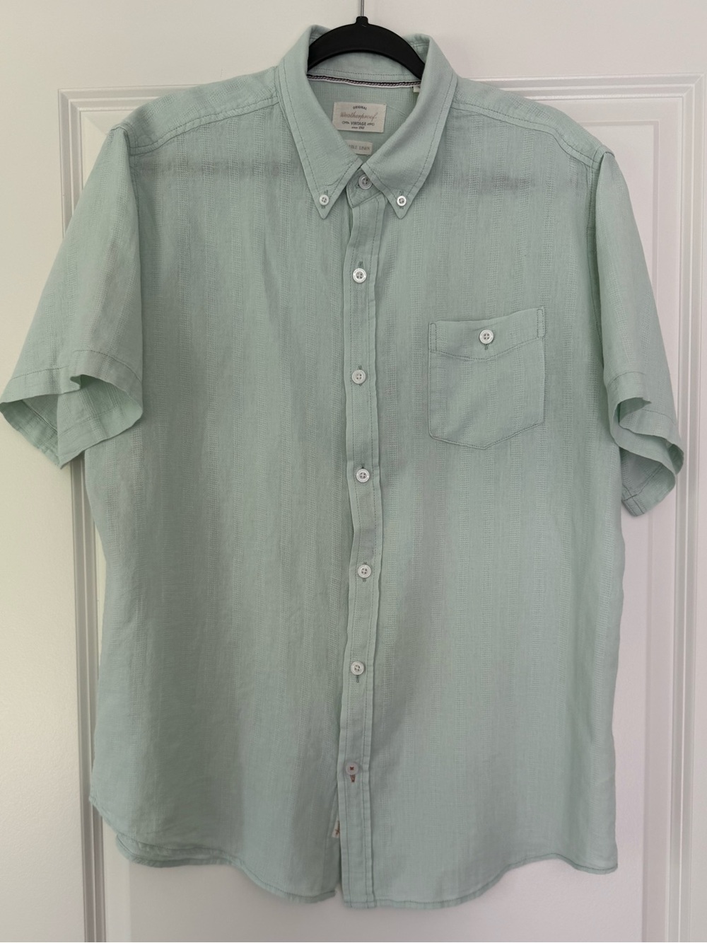 Weatherproof Men’s Short-Sleeve Button-Up Shirt in Mint